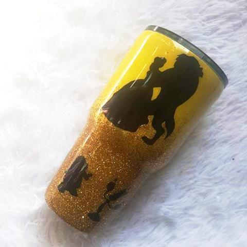 Beauty and the Beast, Belle glitter tumbler