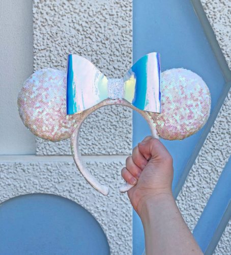 Iridescent LV Minnie Ears with crystal trim.