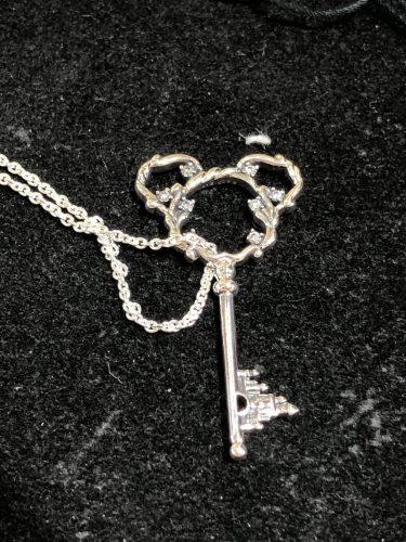 Jewelili Enchanted Disney Fine Jewelry Sterling Silver with 1/10cttw  Diamonds Cinderella 70th Anniversary Key Pendant : Amazon.co.uk: Fashion