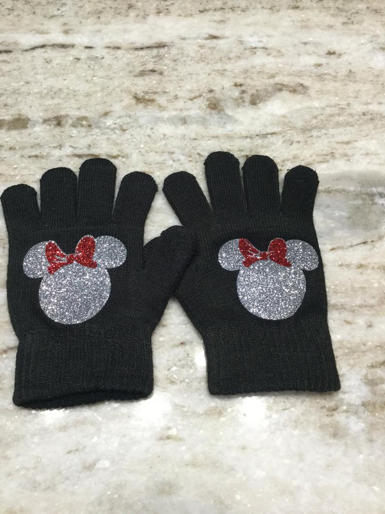 Minnie Mouse Stretch Knit Gloves Are Sparkly Fun