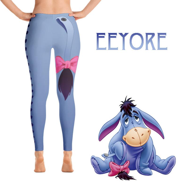 Disney Women's Leggings Black Eeyore Placed