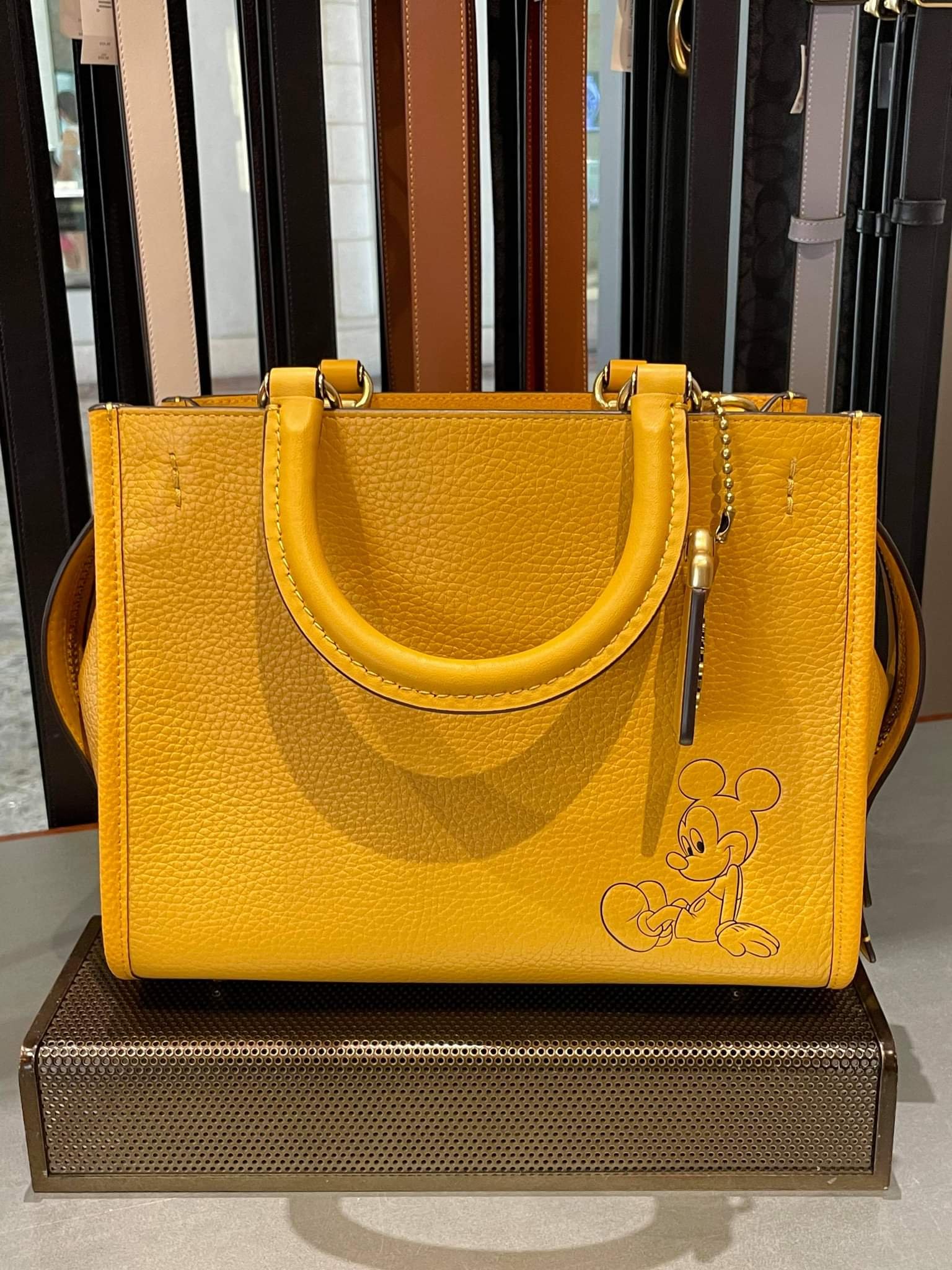 disney x coach central tote with zip with mickey mouse