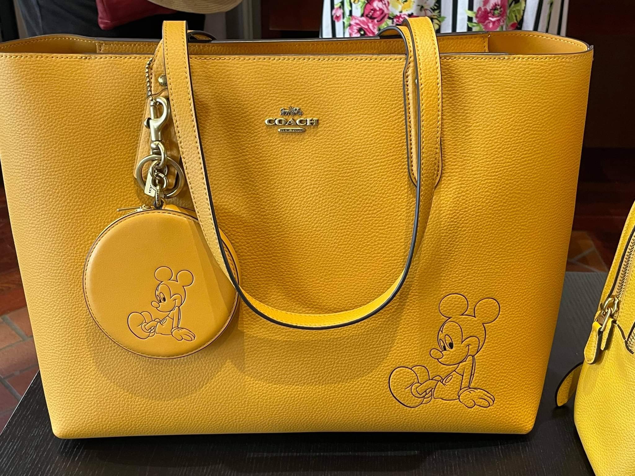 disney x coach central tote with zip with mickey mouse