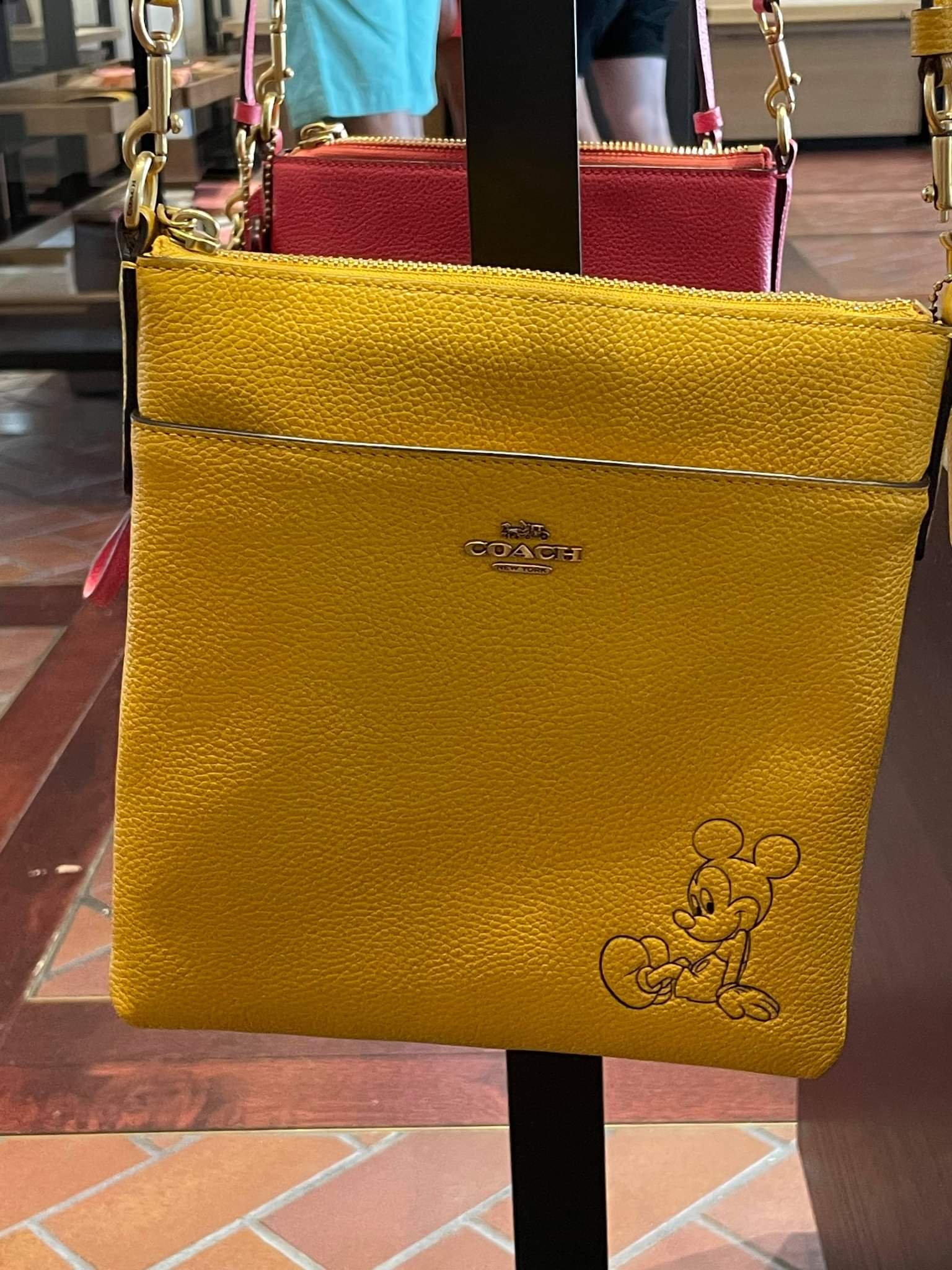 disney x coach central tote with zip with mickey mouse