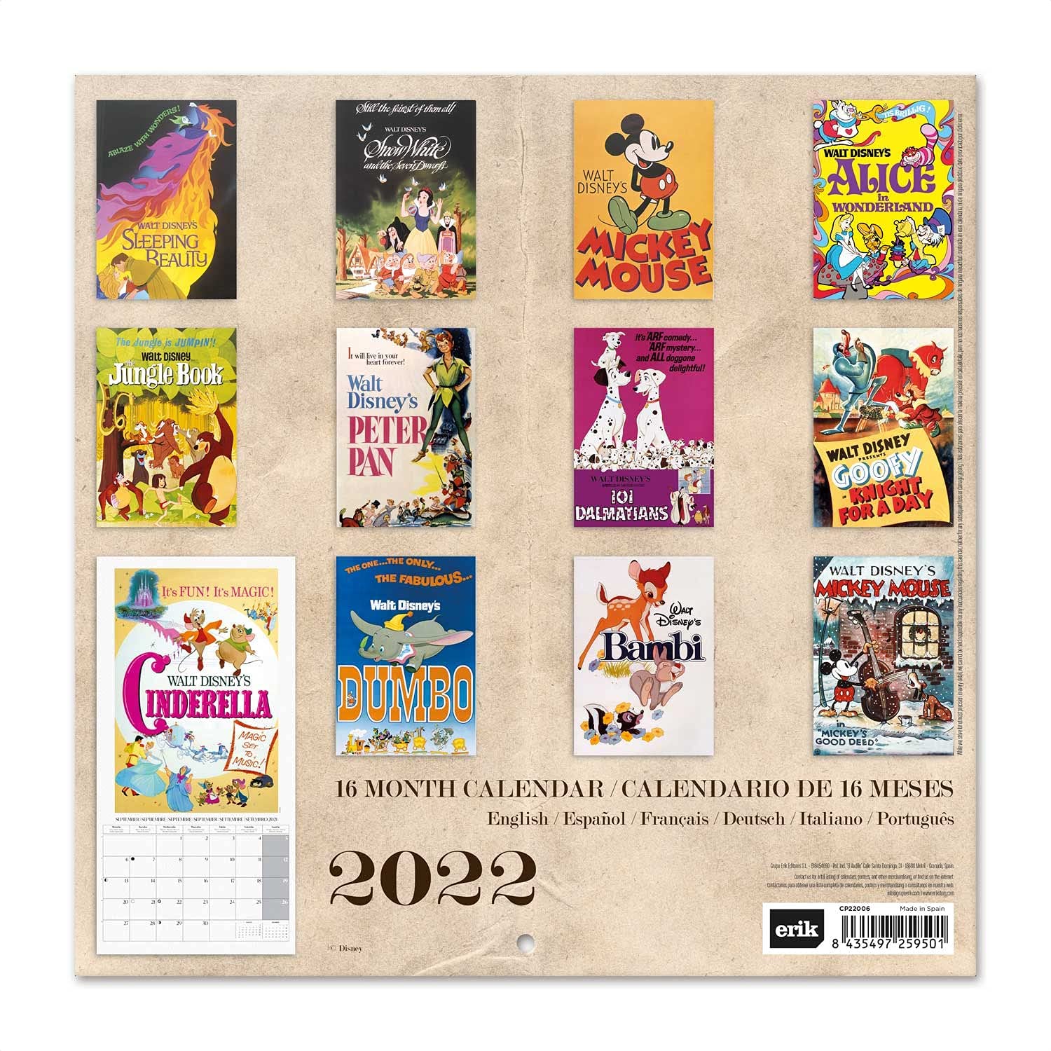 Disney Discovery- Disney Classic Films 2022 Calendar - Decor