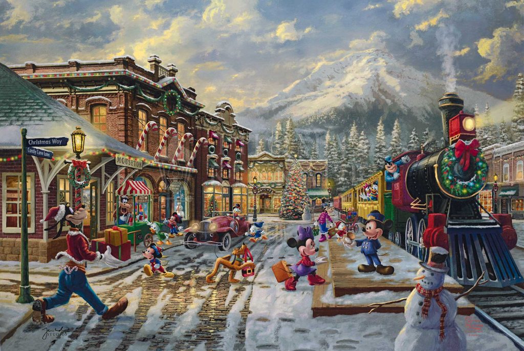 I'll Dash Through Snow For Thomas Kinkade Disney Christmas Art