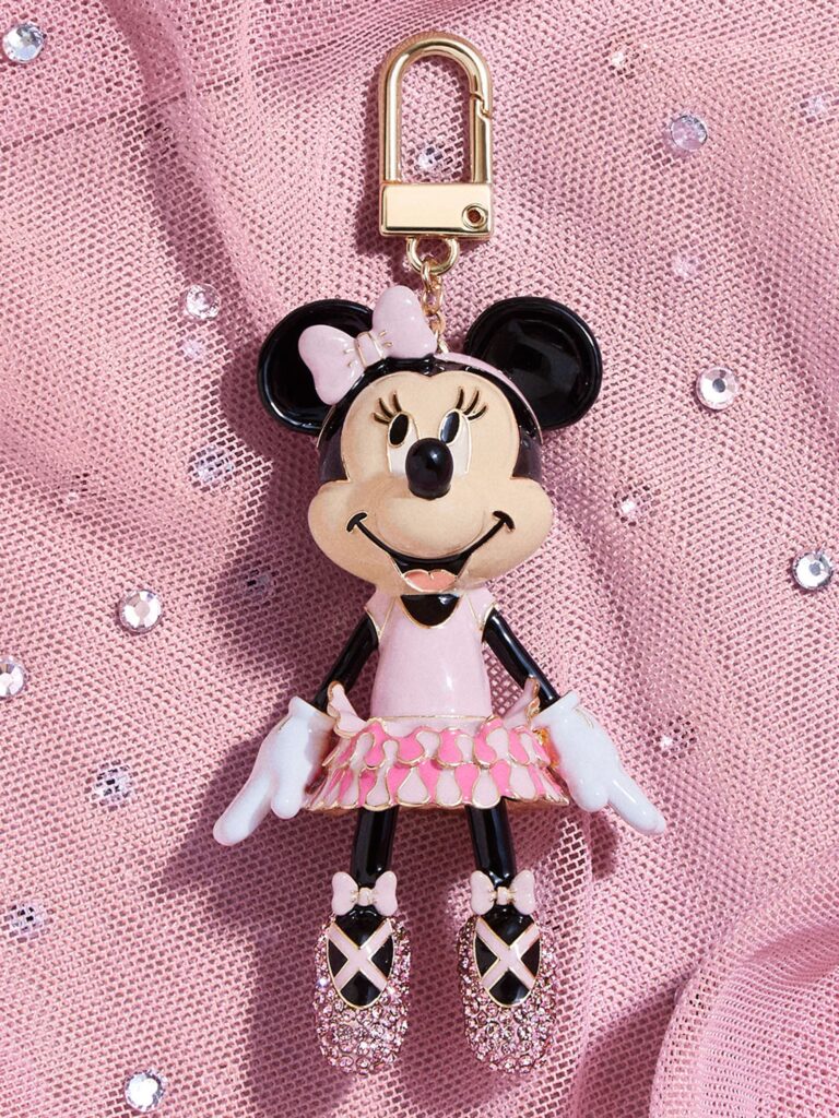 Disney Minnie Mouse Brown Bow & Charms Keychain Purse Charm