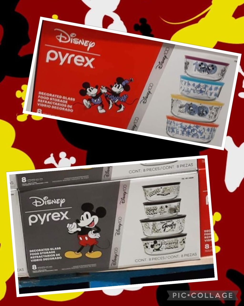 Pyrex Disney 100 Mickey Minnie Mouse 100 Years Set 4 Glass Bowls and Lids