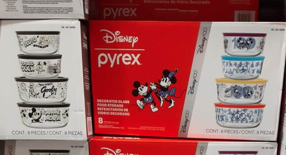 Disney 100 Year Anniversary Pyrex Glass Food Storage Bowl and Lid Set | 8  Pieces