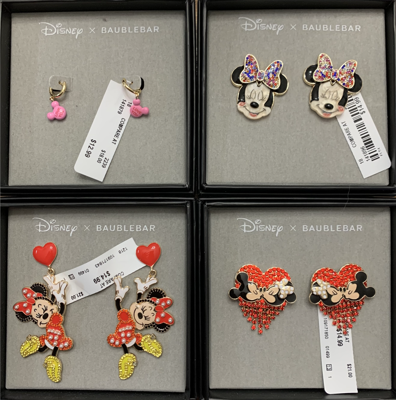 BaubleBar Disney x Valentine's Mickey & Minnie Kissing With Red