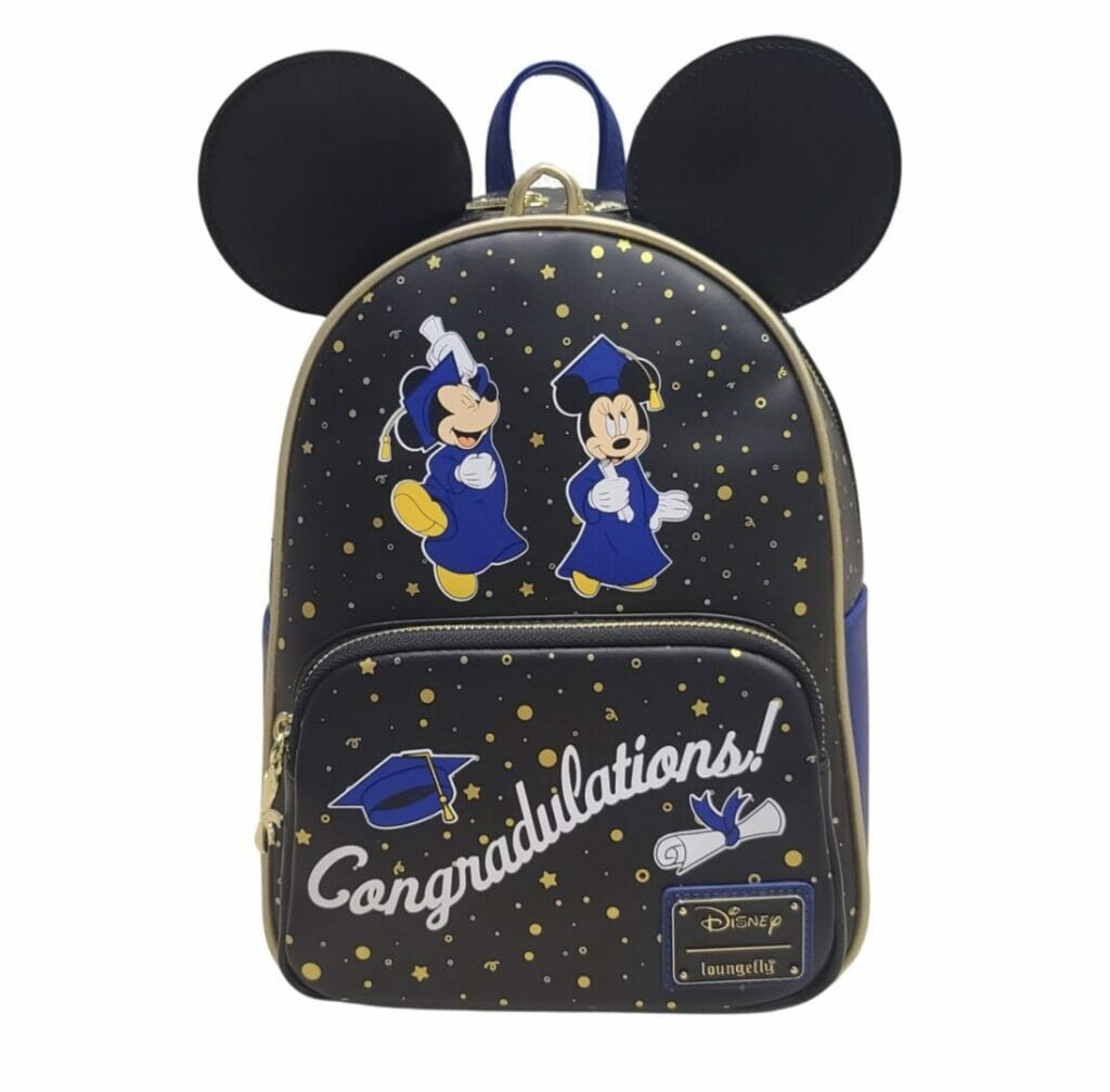 New Disney Mickey Mouse Black Quilted Backpack With Gold Colour