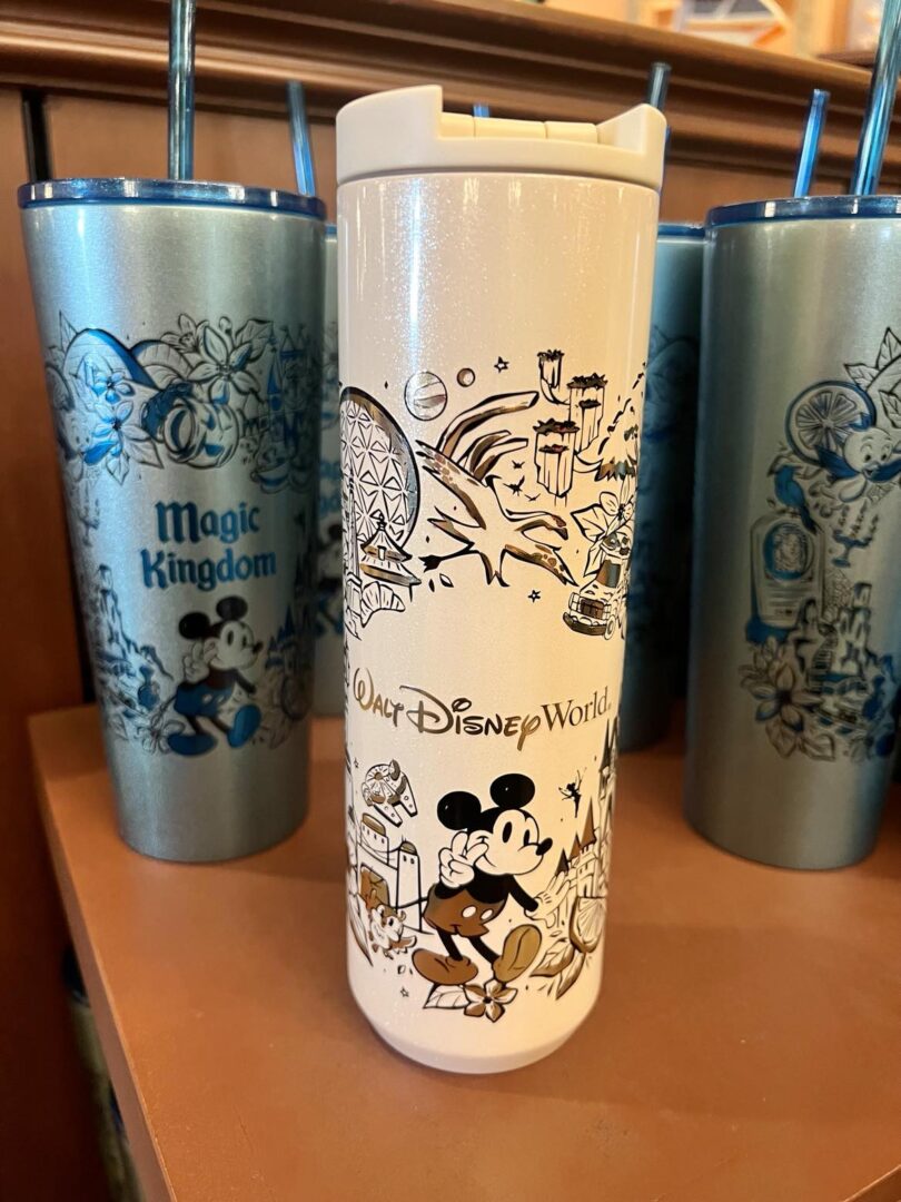 Disney World 50th Anniversary White Castle Metal Water Bottle Tumbler NEW