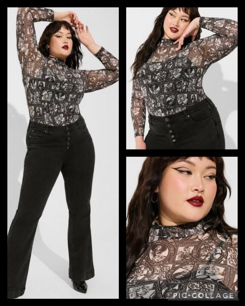 Plus Size - Black Bow Front & Mesh Legging - Torrid