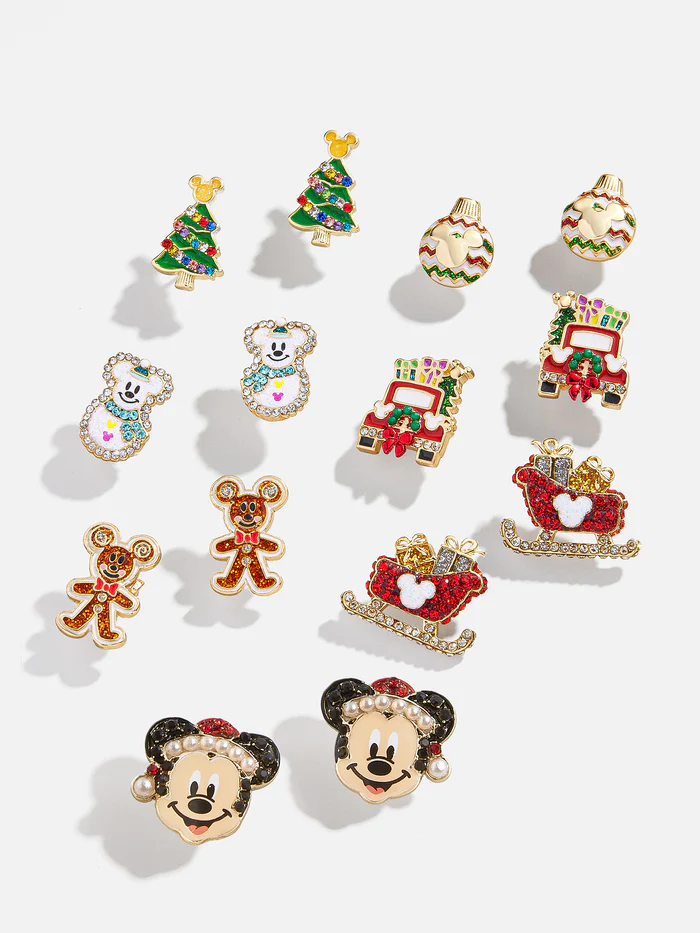 NEW Baublebar Disney Minnie Mouse Earrings Multi Color Bow Crystal Dress  Holiday