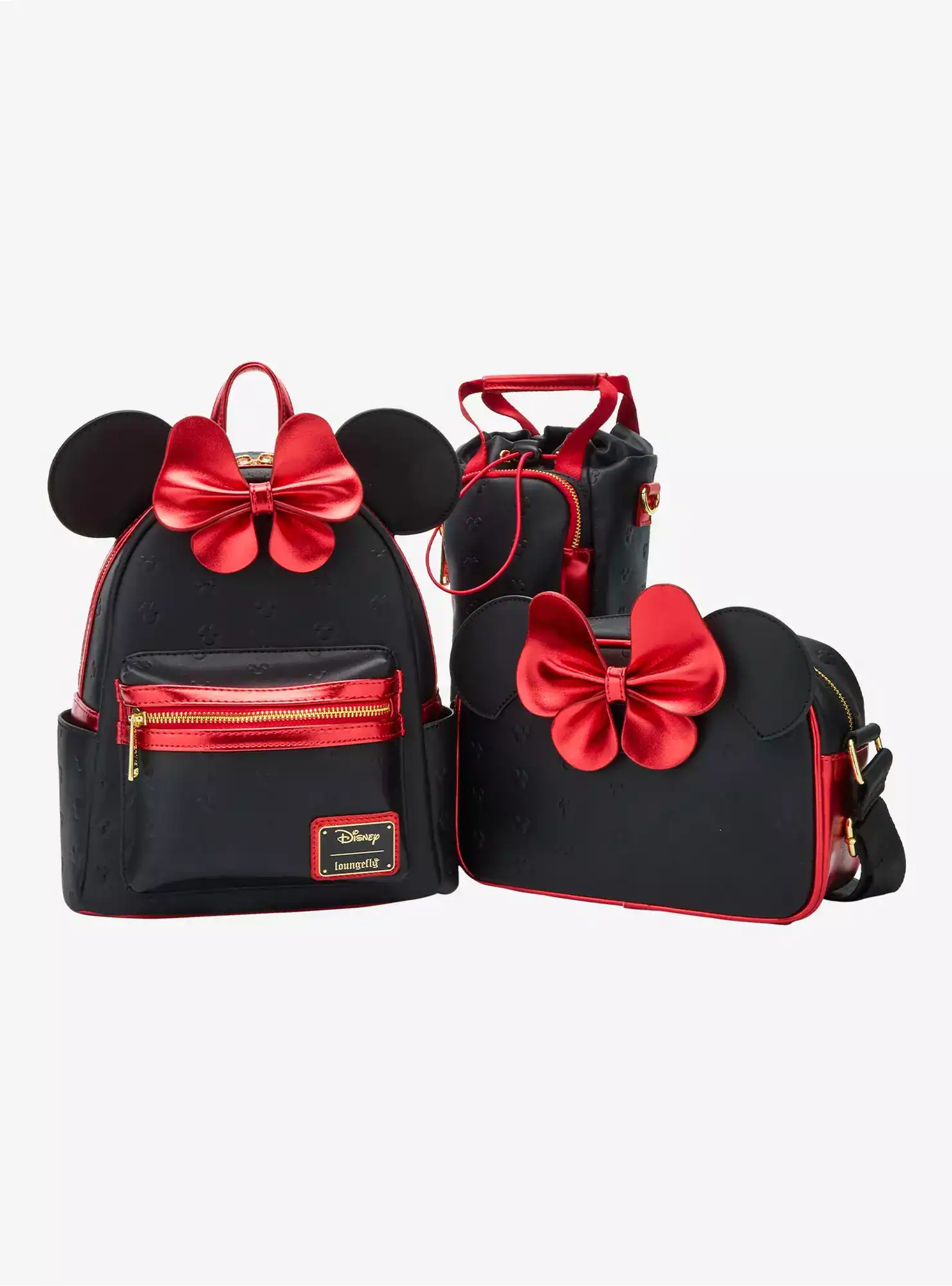 Loungefly Red and Black Metallic Mini Backpack with Embossed Design Amazon.com: Loungefly Disney Minnie Mouse Black Sequin  main image 3