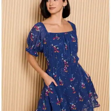 Disney Mickey Mouse casual dress for women, cheerful Disney-inspired print, perfect for fans.