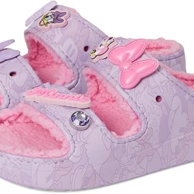 Cute pink Disney bunny slippers with plush interior, character accents, and playful design for children.