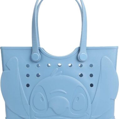 Blue Disney Stitch tote bag with fun character detail, ideal for everyday use and Disney apparel.