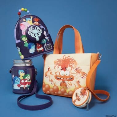 Disney Pixar character-themed tote and small bags with bright, playful designs for Disney fans.