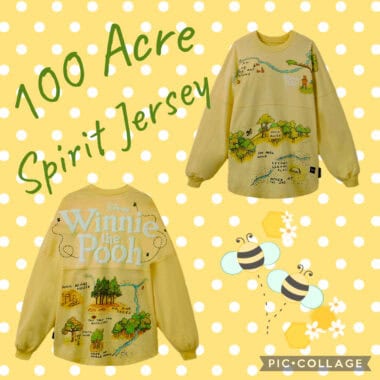 Colorful Disney Winnie the Pooh oversized sweatshirt with illustrated map of Hundred Acre Wood.