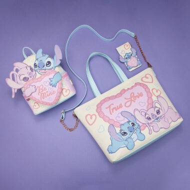 Cute Disney Stitch and Angel purse set with "True Love" design on tote.