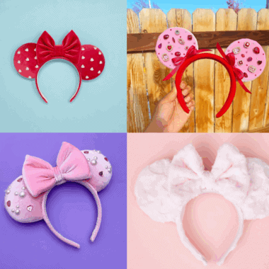 Adorable Minnie Mouse headbands with bows, perfect for Disney fans and costume accessories.
