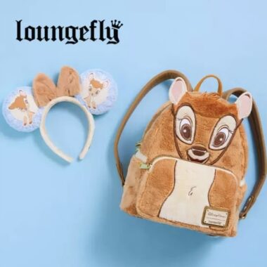 Cute Disney Bambi-themed plush backpack with animal face design. Perfect for kids' fashion and Disney fans.