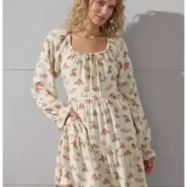 Disney fashion floral dress with butterfly print, trendy and comfortable for women.