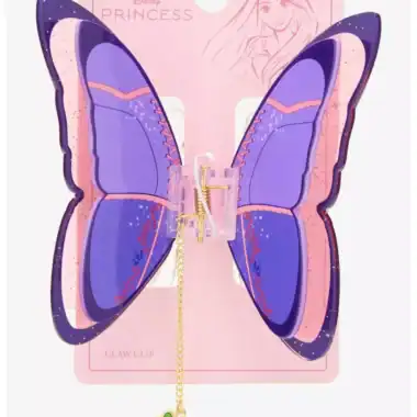 Colorful butterfly hair accessory with gold chain and chameleon charm. Perfect for Disney princess-inspired hairstyles.
