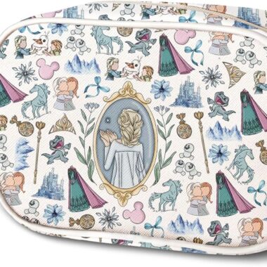 Colorful Disney princess-themed bag featuring beloved characters, castles, and magical motifs.