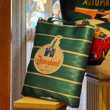 Vintage Disneyland-themed tote with colorful design and iconic castle graphic.