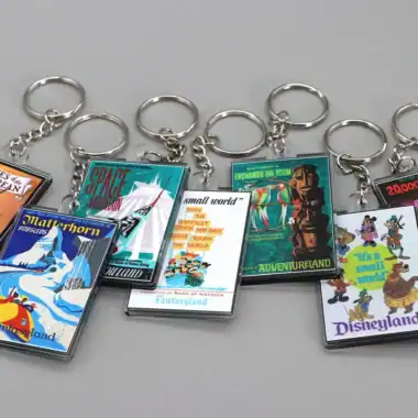 Colorful Disney park attraction keychains for Disneyland and Disney World lovers.