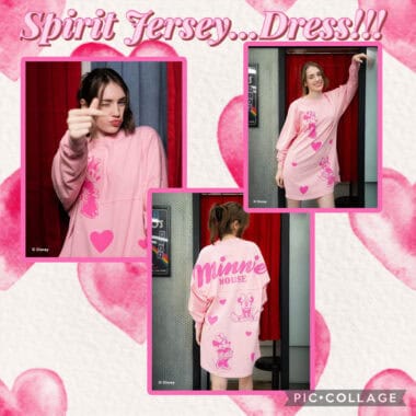 Pink Disney Minnie Mouse spirit jersey dress with hearts for women.
