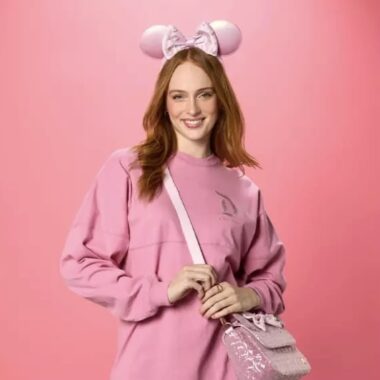 Inspired pink Mickey Mouse ears headband and matching bag for fans.