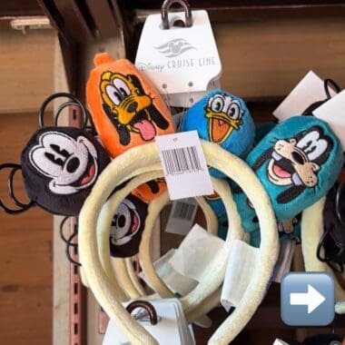 Brightly colored Disney character headbands featuring Mickey, Minnie, Donald, Daisy, and Goofy for k.