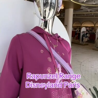 Disney Rapunzel-themed clothing and accessories at Disneyland Paris.