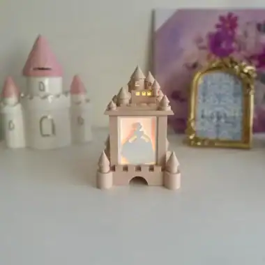 Fairy Tale Castle night light with Disney princess silhouette, perfect for children's bedrooms.